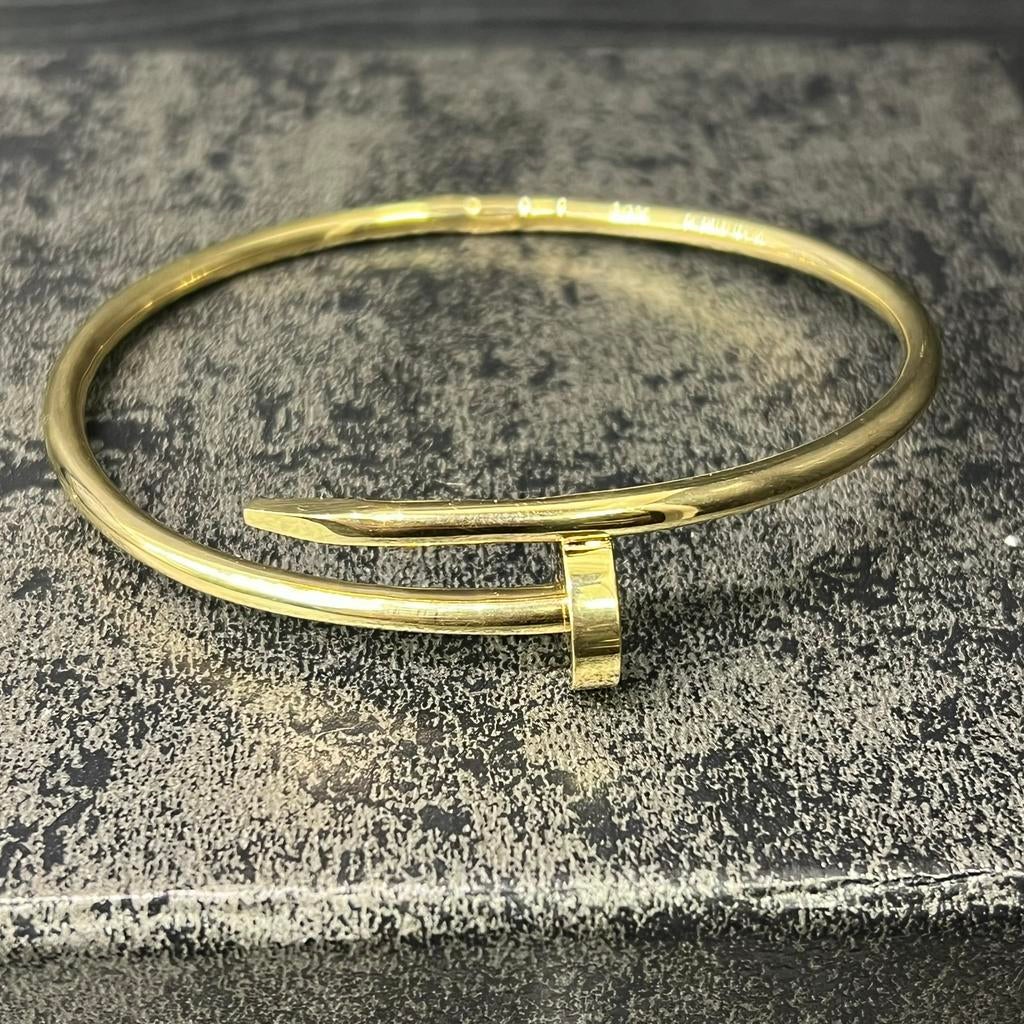 18 karaat gouden spijker armband massief model, Sieraden, Tassen en Uiterlijk, Ophalen of Verzenden, Zo goed als nieuw, Goud, Dame