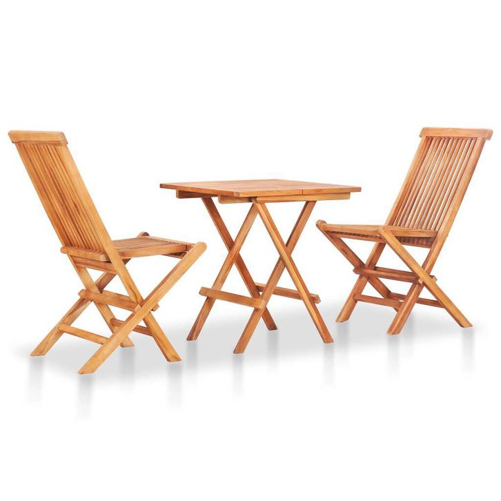 3-delige Bistroset inklapbaar massief, Tuin en Terras, Tuinmeubel-accessoires, Nieuw, Ophalen of Verzenden