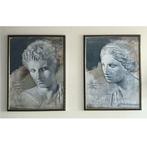 Prachtige Litho's met lijst, Romeinse Goden 82 cm x 63 cm, Ophalen, Gebruikt, 75 cm of meer, 50 tot 75 cm