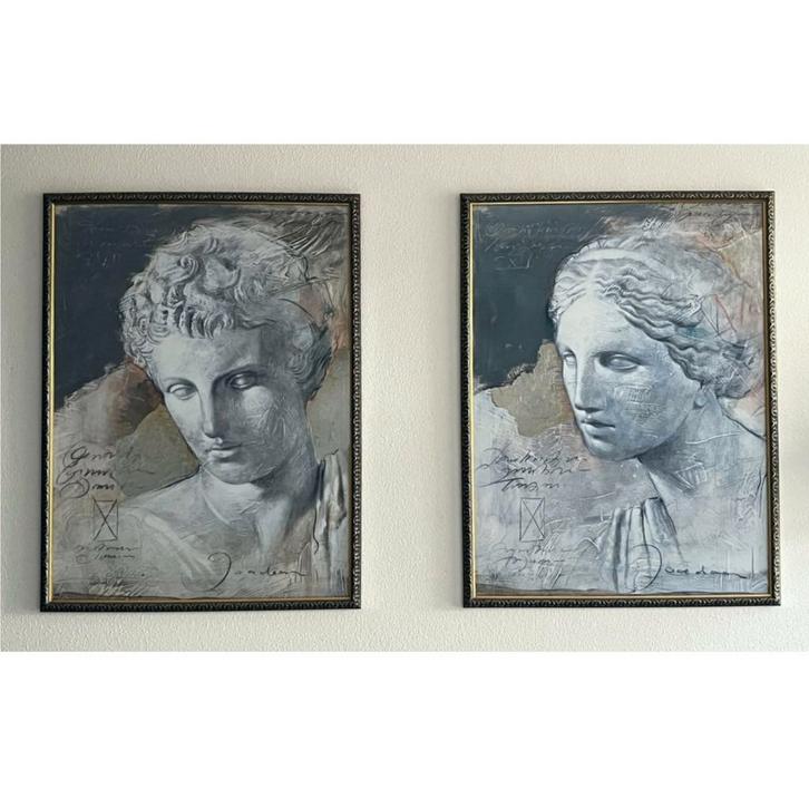 Prachtige Litho's met lijst, Romeinse Goden 82 cm x 63 cm, Huis en Inrichting, Woonaccessoires | Lijsten, Gebruikt, 75 cm of meer
