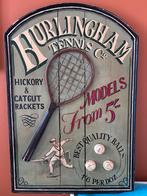 Vintage Reclamebord Houten Paneel Tennis, Ophalen of Verzenden
