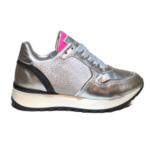 JOPPER maat 30 lerensneaker zilver/fuchsia - SUPER SALE, Kinderen en Baby's, Kinderkleding | Schoenen en Sokken, Nieuw, Schoenen