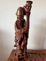 Houten cinees beeld met vogel, Antiek en Kunst, Ophalen of Verzenden