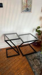 Bijzettafeltjes staal, Huis en Inrichting, Tafels | Sidetables, Ophalen, 50 tot 100 cm, Vierkant, Zo goed als nieuw