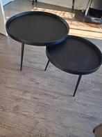 2 zwarte salontafels van mangohout merk Goossens.Ø75cm, Huis en Inrichting, Tafels | Salontafels, Ophalen, Gebruikt, 50 tot 100 cm