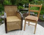 Klassiek Rotan Kinder Arm stoel met Houten Armleuning, Huis en Inrichting, Stoelen, Bruin, Ophalen of Verzenden, Zo goed als nieuw