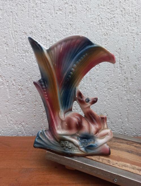 Kitsch vaas. Hert. Italiaans keramiek. Vintage. Retro, Antiek en Kunst, Antiek | Vazen, Ophalen of Verzenden