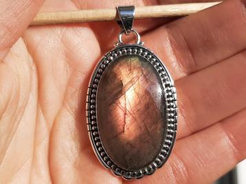 Vanoli 925 zilveren kettinghanger gouds - paarse labradoriet beschikbaar voor biedingen