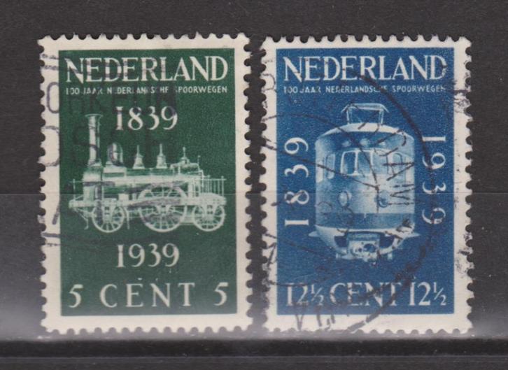 NEDERLAND 325 - 326 Spoorwegen ; jaren 1928 t/m 1940 10% CW, Postzegels en Munten, Postzegels | Nederland, Gestempeld, T/m 1940
