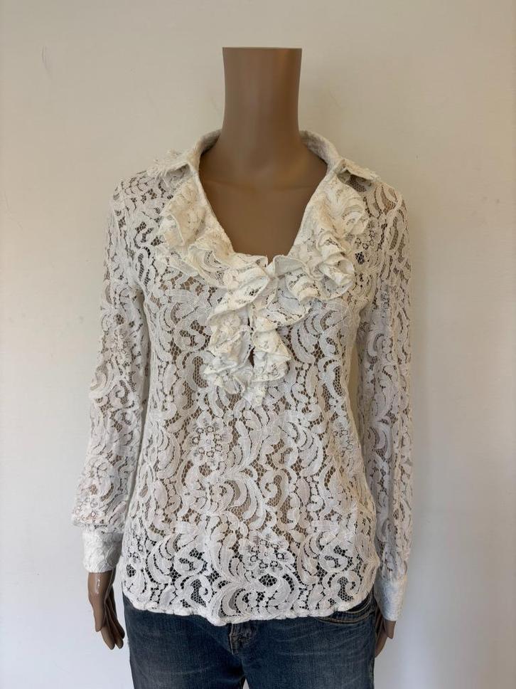 Nikkie - Kate Moss - roomwitte top maat 36, Kleding | Dames, Tops, Zo goed als nieuw, Maat 36 (S), Zwart, Lange mouw, Ophalen of Verzenden