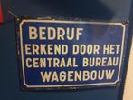 Emaille bord wagenbouw erkend bedrijf, Ophalen of Verzenden, Zo goed als nieuw, Reclamebord