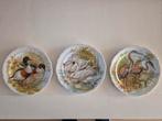 3 Handgeschilderde Porseleinen Bordjes - Vogels J.C.V Hunnik, Antiek en Kunst, Ophalen of Verzenden