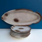 Salins Frans aardewerk vis servies 8 borden + schaal, Antiek en Kunst, Ophalen of Verzenden