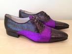 Pepe Milan herenschoenen 42 zwart leder paars glitter apart, Ophalen, Overige kleuren, Nieuw, Veterschoenen