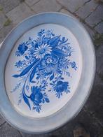 Prachtige aardewerken schaal omlijst met tiñnen rand, Antiek en Kunst, Antiek | Wandborden en Tegels, Ophalen of Verzenden