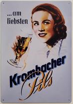 Krombacher Pils am liebsten bier reclamebord van metaal deco, Ophalen of Verzenden, Nieuw, Reclamebord, Plaat of Schild, Overige merken