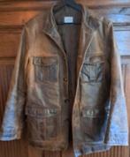 Vintage leren jack jas gevoerd heren donkerbruin maat L, Ophalen of Verzenden, Heren