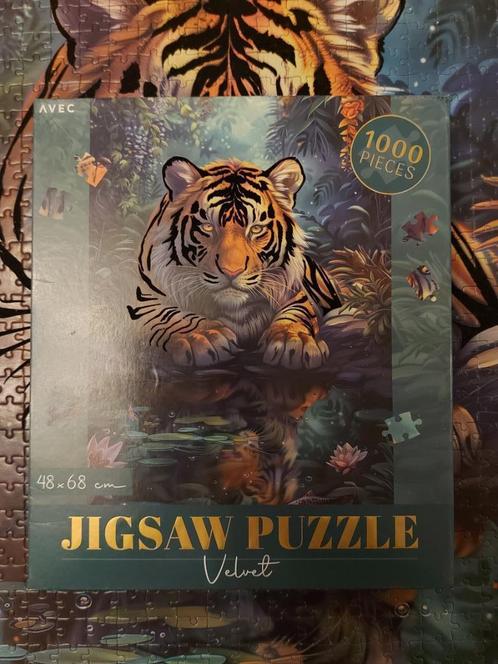 Legpuzzel AVEC Tijger met fluweel 1000 st zgan, Hobby en Vrije tijd, Denksport en Puzzels, Zo goed als nieuw, Ophalen