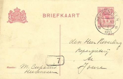 M. Cuperus, machinist, Heerenveen - 01.1920 - briefkaart, Postzegels en Munten, Brieven en Enveloppen | Nederland, Briefkaart