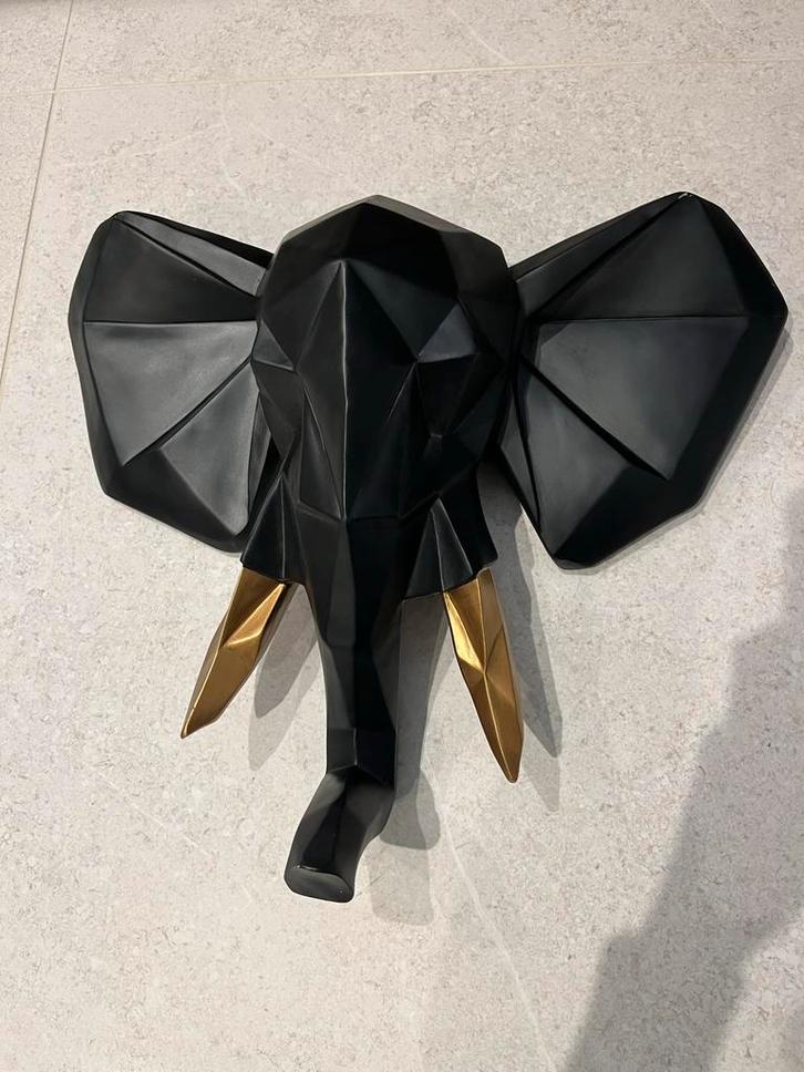 Walplus Olifant Wanddecoratie - Zwart & Goud, Huis en Inrichting, Woonaccessoires | Wanddecoraties, Zo goed als nieuw, Ophalen