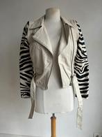 supertrash leer jasje beige zwart maat 34 zebra, Supertrash, Verzenden, Beige, Zo goed als nieuw