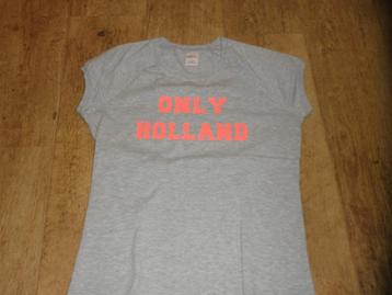 Only Holland shirt maat:L Gaaf grijs, fluor oranje op bruk v
