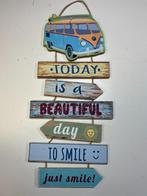 Tekstbord retro bus vw  t1 look ?   Just smile ?, Ophalen of Verzenden, Nieuw