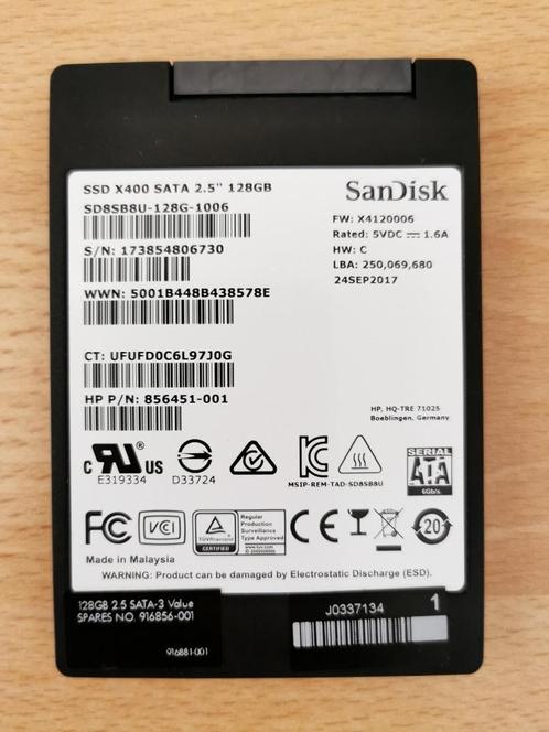 SanDisk X400 SATA 2.5” 128 GB SSD, Computers en Software, Harde schijven, Zo goed als nieuw, Laptop, Intern, SSD, SATA, Ophalen