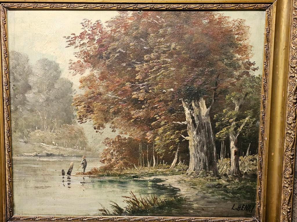 HENRY Lucien (1850-1896) Barbizon, Antiek en Kunst, Kunst | Schilderijen | Klassiek, Ophalen of Verzenden