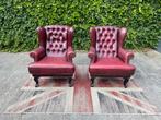 2 x Chesterfield oxblood leren Oorfauteuils !!!, Huis en Inrichting, Ophalen, Gebruikt, 2 x Chesterfield oxblood leren Oorfauteuils
