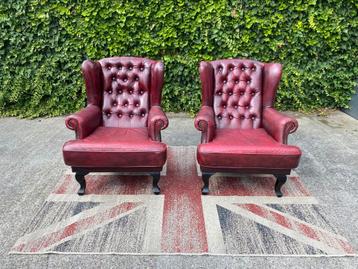 2 x Chesterfield oxblood leren Oorfauteuils !!! beschikbaar voor biedingen