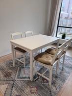 HAUGA table and 4 chairs, Ophalen, 100 tot 150 cm, Wit, Zo goed als nieuw