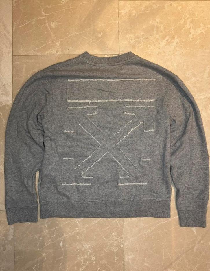 Off-White Cotton Brush Arrow Trui, Kleding | Heren, Truien en Vesten, Zo goed als nieuw, Maat 46 (S) of kleiner, Grijs, Ophalen of Verzenden