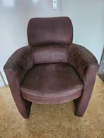 Eetkamerstoel bruin suède leer en riet, Huis en Inrichting, Stoelen, Ophalen, Gebruikt, Riet of Rotan, Drie