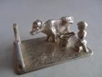 MIniatuur zilver AO30 koe + melkendeboer zilveren miniaturen, Verzenden, Zilver