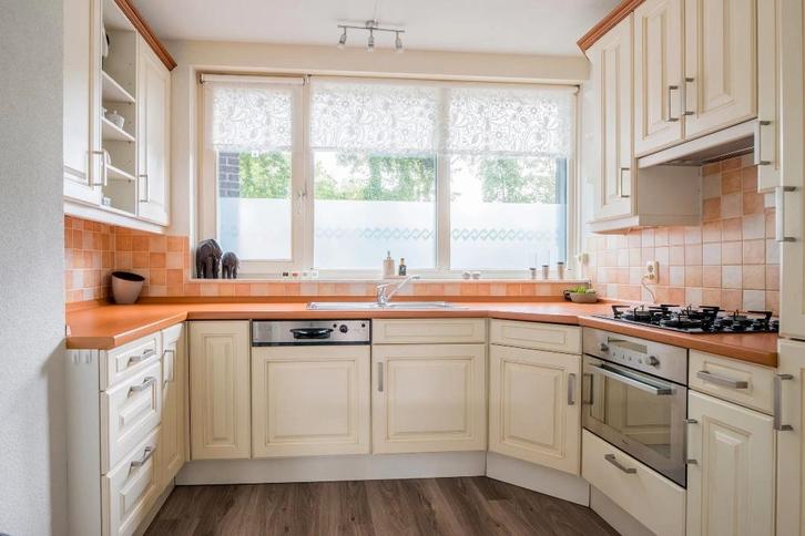 keuken, Huis en Inrichting, Keuken | Complete keukens, Gebruikt, U-keuken, Crème, Hout, Ophalen