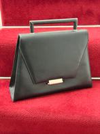 Vintage Trapèze Handtas Leer Korea Zwart/Zilver, Ophalen of Verzenden, Gebruikt, Zwart, Handtas