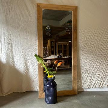 Spiegel (facet) - teakhouten lijst - 180 x 80 cm - TTM Wonen beschikbaar voor biedingen