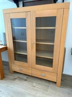 Eiken vitrinekast, Huis en Inrichting, Ophalen, 100 tot 150 cm, Zo goed als nieuw, 150 tot 200 cm