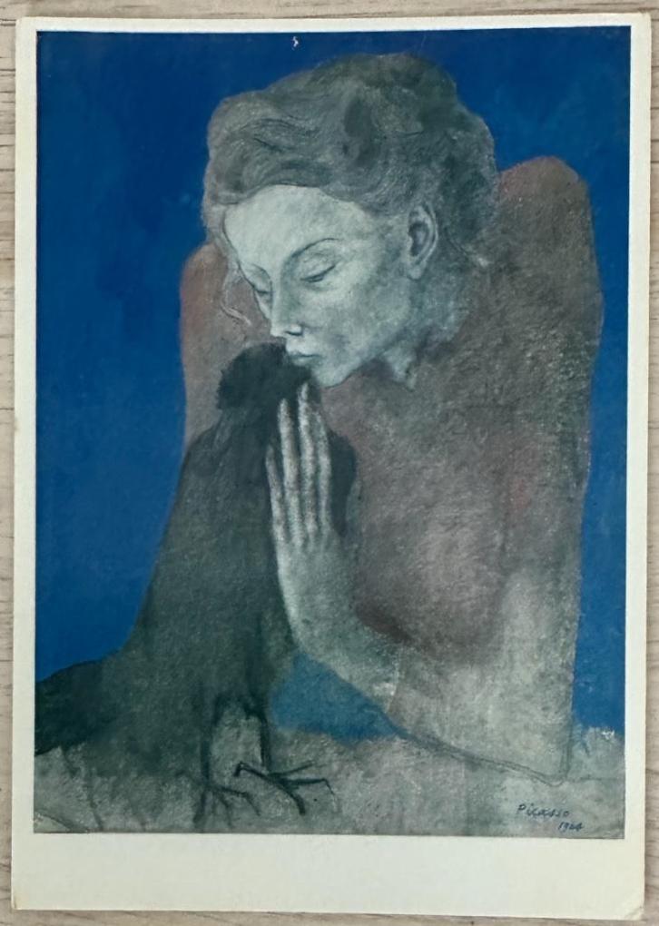 0007B PABLO PICASSO ~ vrouw met een kraai, Verzamelen, Ansichtkaarten | Themakaarten, Ongelopen, 1960 tot 1980, Overige thema's