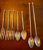 7 lepeltjes / vorkjes latte lepeltjes verzilverd gemerkt 90, Ophalen of Verzenden