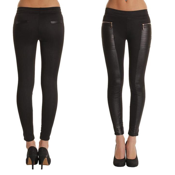 Zwarte leren stoffen broek legging stretch dames vrouwen, Kleding | Dames, Broeken en Pantalons, Nieuw, Maat 38/40 (M), Zwart