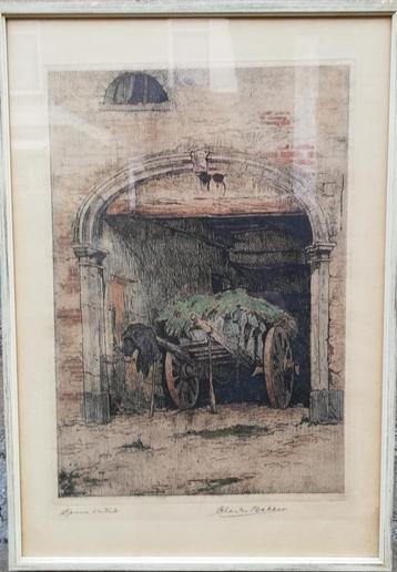 Charles Bakker (1876-1957), ingekleurde ets. Ca 1900/1920.  beschikbaar voor biedingen
