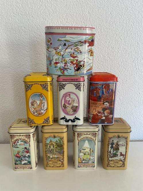 8 verschillende blikjes van De Ruijter, hagelslag, vlokken, Verzamelen, Blikken, Gebruikt, Overige, Overige merken, Ophalen of Verzenden