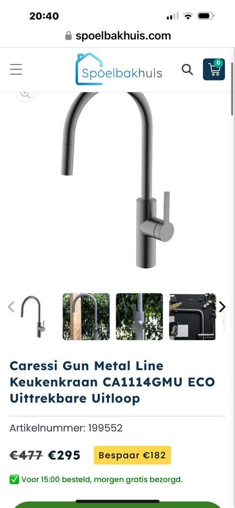 Keuken kraan caressi Gun metal, Doe-het-zelf en Verbouw, Sanitair, Nieuw, Kraan, Ophalen of Verzenden