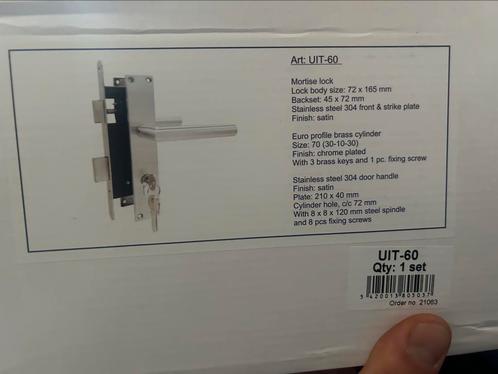 UIT-60 RVS Cilinder slot passend op deur met stalen frame, Doe-het-zelf en Verbouw, Hang- en Sluitwerk, Nieuw, Slot, Rvs, Ophalen