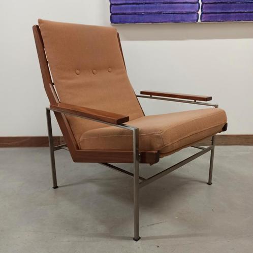 Fauteuil Rob Parry - prototype uit eigen atelier/collectie, Huis en Inrichting, Fauteuils, Gebruikt, Hout, Metaal, Stof, 50 tot 75 cm