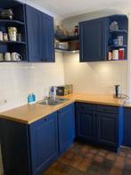 Keuken blauw met beuken blad, Huis en Inrichting, Keuken | Complete keukens, Hoekkeuken, Blauw, Gebruikt, Hout