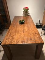 Grote stevige houten eettafel met 6 stoelen., Ophalen, Gebruikt, 200 cm of meer, 50 tot 100 cm