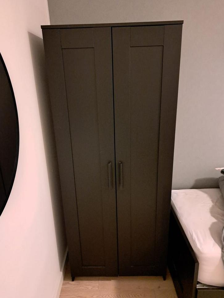 Zwarte IKEA BRIMNES Kledingkast (2 deuren & al gedemonteerd), Huis en Inrichting, Kasten | Kledingkasten, Zo goed als nieuw, 150 tot 200 cm